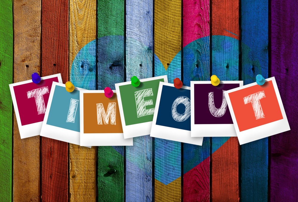 Timeout Bunt Holzplanken Motivation Grafik